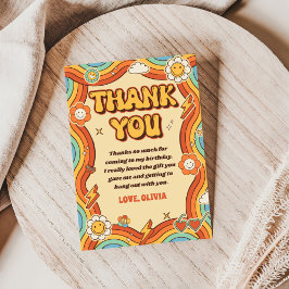 Cartão De Agradecimento Groovy Retro Rainbow Birthday