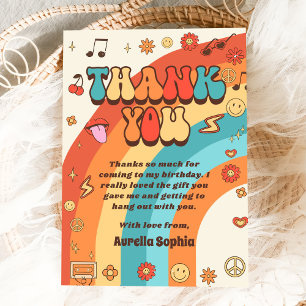 Cartão De Agradecimento Groovy Retro Rainbow Birthday