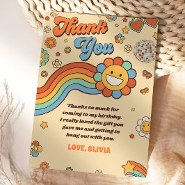 Cartão De Agradecimento Groovy Retro Rainbow Birthday