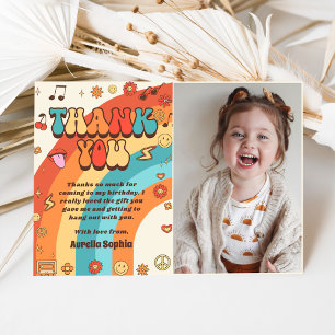 Cartão De Agradecimento Groovy Retro Rainbow - Foto de Aniversário