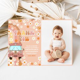 Cartão De Agradecimento Groovy Retro Rainbow - Foto de Aniversário