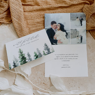 Cartão De Agradecimento Grove de Madeira   Winter Pine Wedding