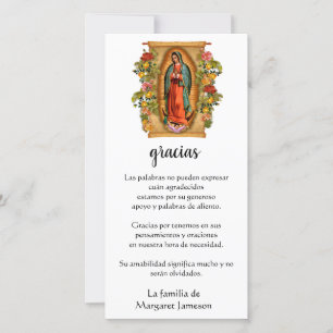 Cartão De Agradecimento Guadalupe Virgem Maria Condolência Funeral Espanh