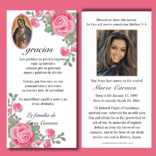 Cartão De Agradecimento Guadalupe Virgem Maria Condolência Funeral Espanho