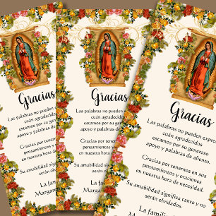 Cartão De Agradecimento Guadalupe Virgem Maria Condolência Funeral Espanho