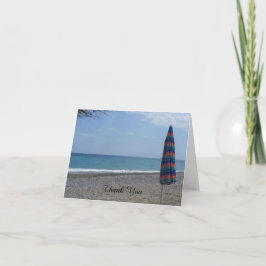 Cartão De Agradecimento Guarda-sol de Praia e Obrigado ao Oceano