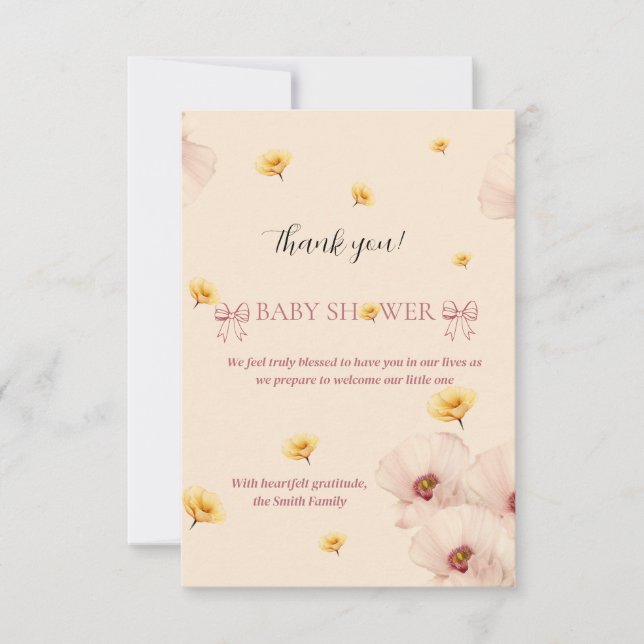 Cartão De Agradecimento Guardanapo de papel com tema floral (Frente)