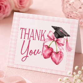 Cartão De Agradecimento Guardanapos de Formatura Cereja, Coquete Rosa