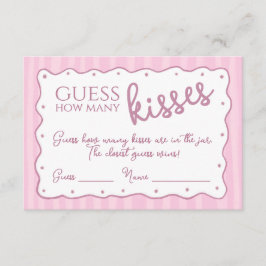 Cartão De Agradecimento Guess How Many Kisses Game Pink Striped Card