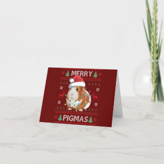 Cartão De Agradecimento Guinea Pig Ugly Christmas Sweater Merry Pigmas