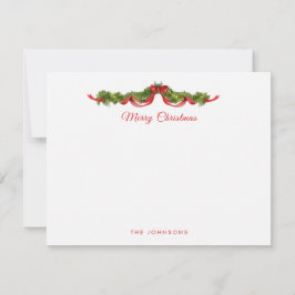 Cartão De Agradecimento Guirlanda de aquarela Feliz Natal 