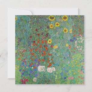 Cartão De Agradecimento Gustav Klimt - Jardim Rural com Girassóis