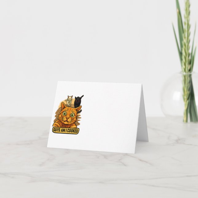 Cartão De Agradecimento Guys Am I Cooked? Funny Cat Meme Panic Reaction (Frente)