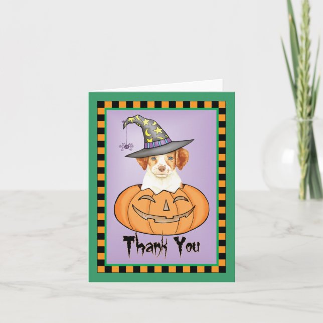 Cartão De Agradecimento Halloween Brittany Obrigado (Frente)