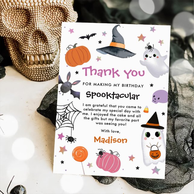 Cartão De Agradecimento Halloween Cute Ghost Birthday (Criador carregado)
