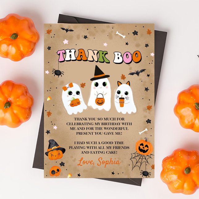 Cartão De Agradecimento Halloween Cute Ghost Birthday (Criador carregado)