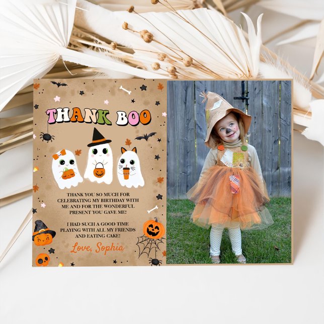 Cartão De Agradecimento Halloween Cute Ghost Birthday (Criador carregado)