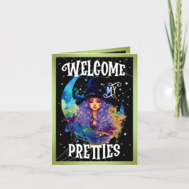 Cartão De Agradecimento Halloween da beleza da bruxa retrô