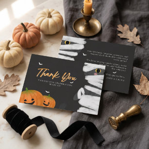 Cartão De Agradecimento Halloween de Mamãe Gata Minimalista Moderna