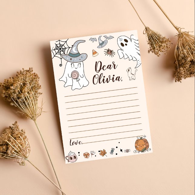 Cartão De Agradecimento Halloween Groovy Cute Ghost Time Cápsula Nota Mess (Criador carregado)