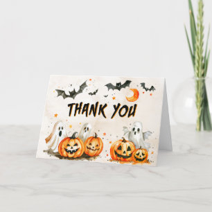 Cartão De Agradecimento Halloween Pumpkin Ghost Festa de aniversário
