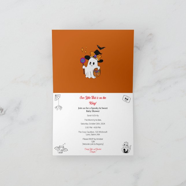 Cartão De Agradecimento Halloween Themed Baby Shower Invite (Interior)