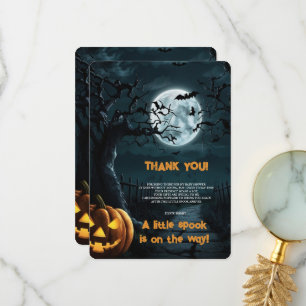 Cartão De Agradecimento Halloween Um Pequeno Chá de fraldas De Pumpkin Spo