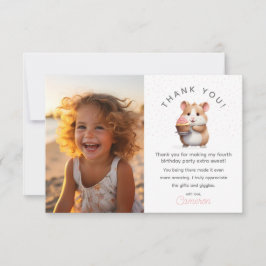Cartão De Agradecimento Hamster, Cupcake Rosa Aniversário Infantil foto