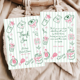 Cartão De Agradecimento Hand Drawn Perfect Matcha Green Bridal Shower