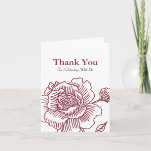 Cartão De Agradecimento Hand drawn rose THANK YOU card red