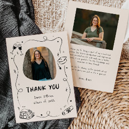 Cartão De Agradecimento Hand-Drawn Scribble Doodles Graduation
