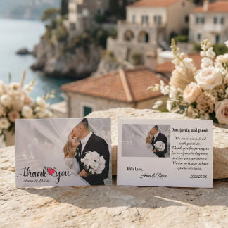 Cartão De Agradecimento Hand Drawn Sketch Heart Photo Overlay