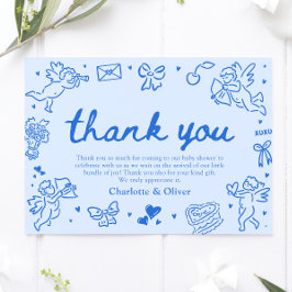 Cartão De Agradecimento Hand Drawn Valentine Sweetheart Thank you card