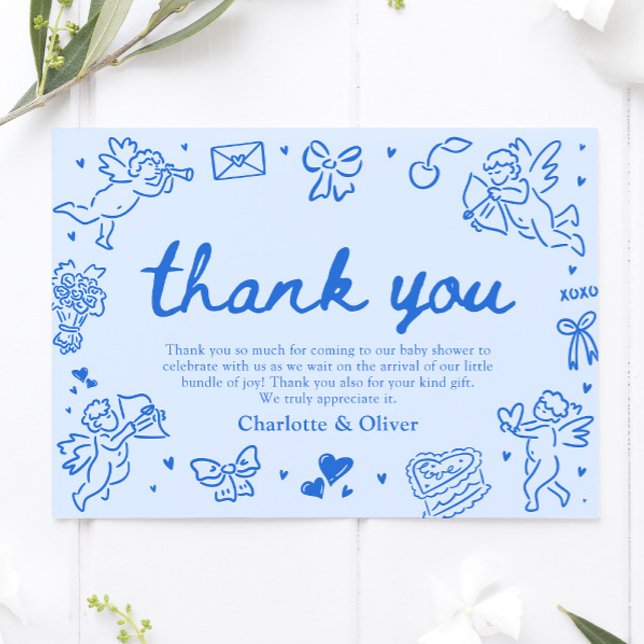 Cartão De Agradecimento Hand Drawn Valentine Sweetheart Thank you card (Hand Drawn Valentine Sweetheart Thank you card)