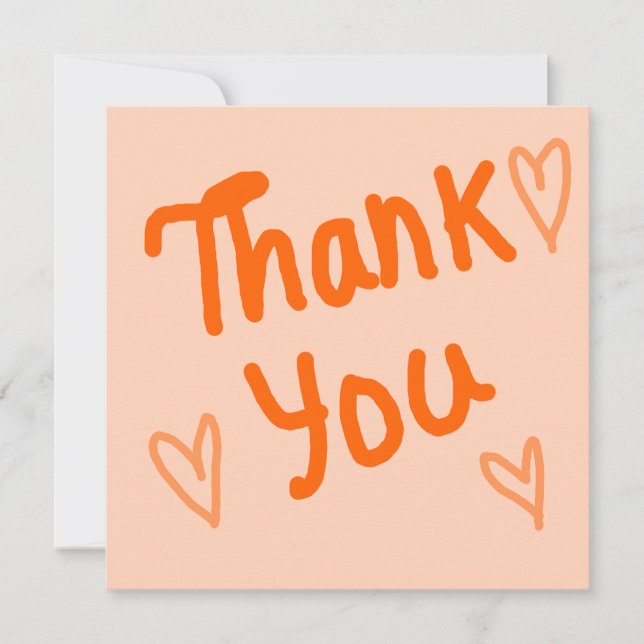 Cartão De Agradecimento Hand-Lettered Orange Thank You Card (Frente)