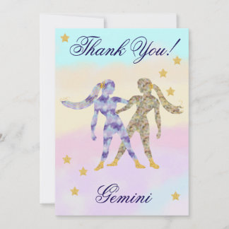 Cartão De Agradecimento Hand-Painted Gemini Birthday Thank You