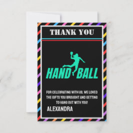 Cartão De Agradecimento Handball Birthday Party, Handball Girl Player 