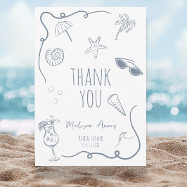 Cartão De Agradecimento HandDrawn Beach Doodle Thank You Bridal Shower