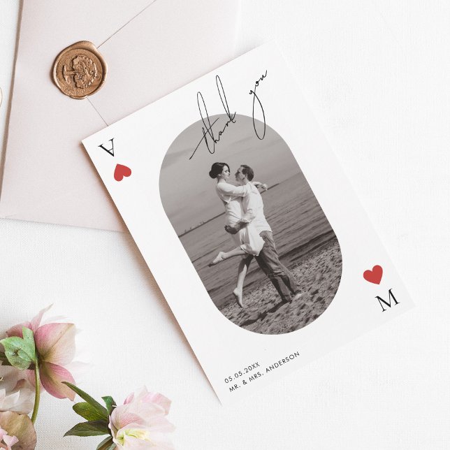 Cartão De Agradecimento Handwriting Script Casino Vegas Wedding (Criador carregado)