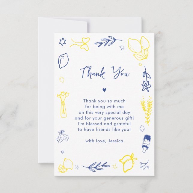 Cartão De Agradecimento Handwritten Main Squeeze Baby Shower Thank You (Frente)