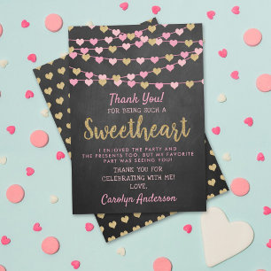 Cartão De Agradecimento Hang Love Hearts Little Sweetheart Aniversário
