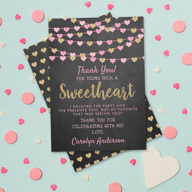 Cartão De Agradecimento Hang Love Hearts Little Sweetheart Aniversário (Criador carregado)