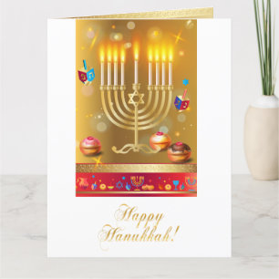 Cartão De Agradecimento Hanukkah Beautiful Gold Menorah Jewish Holiday