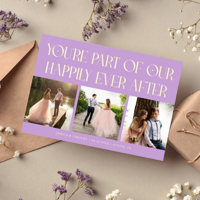 Cartão De Agradecimento Happily Ever After Wisteria Wedding Photo (Criador carregado)