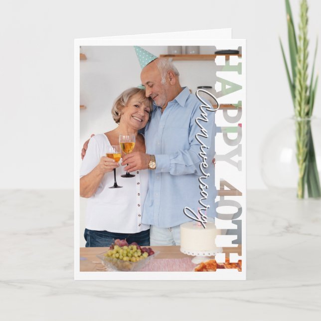 Cartão De Agradecimento Happy 40th ruby wedding Anniversary Photo Card (Frente)