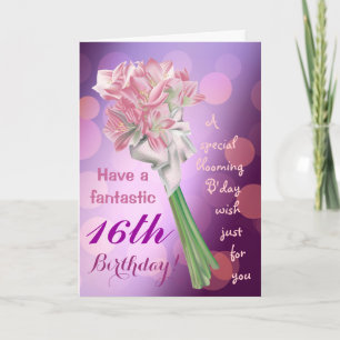 Cartão De Agradecimento Happy Birthday ! - sweet 16 flowers Greeting card