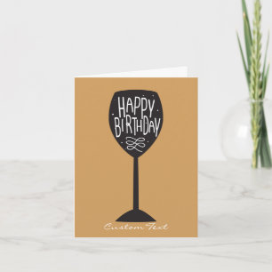 Cartão De Agradecimento HAPPY BIRTHDAY Wine Glass ANY COLOR Card