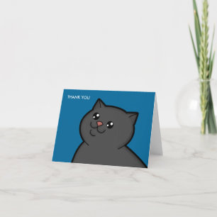 Cartão De Agradecimento Happy Fat Black Cat Thank You Note Cards