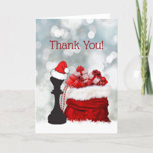 Cartão De Agradecimento Happy Holidays Chess Winter Santa Claus