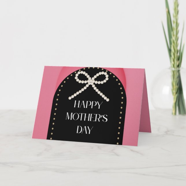 Cartão De Agradecimento Happy Mother's Day Card Pink Gold Black  (Frente)